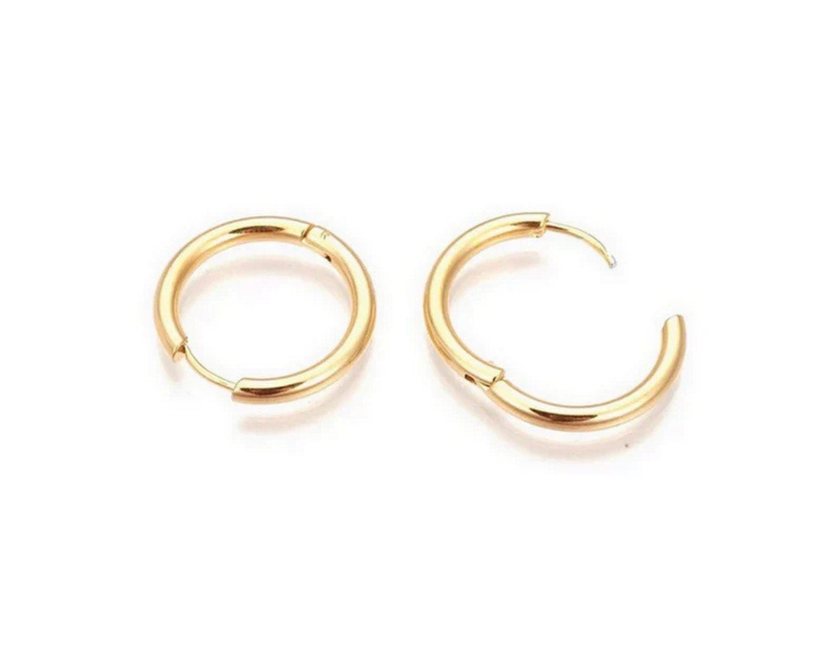 Boucles d'oreilles femme en acier inoxydable doré 18k Créoles
