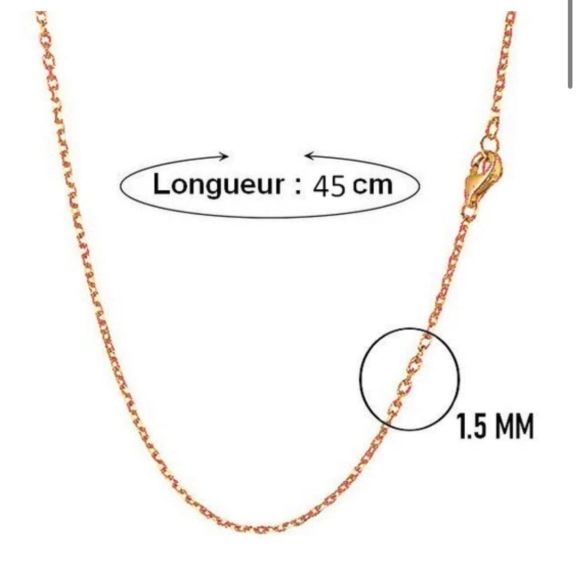 Chaine acier 316 maille forçat - doré or rose 45cm - 1.5mm