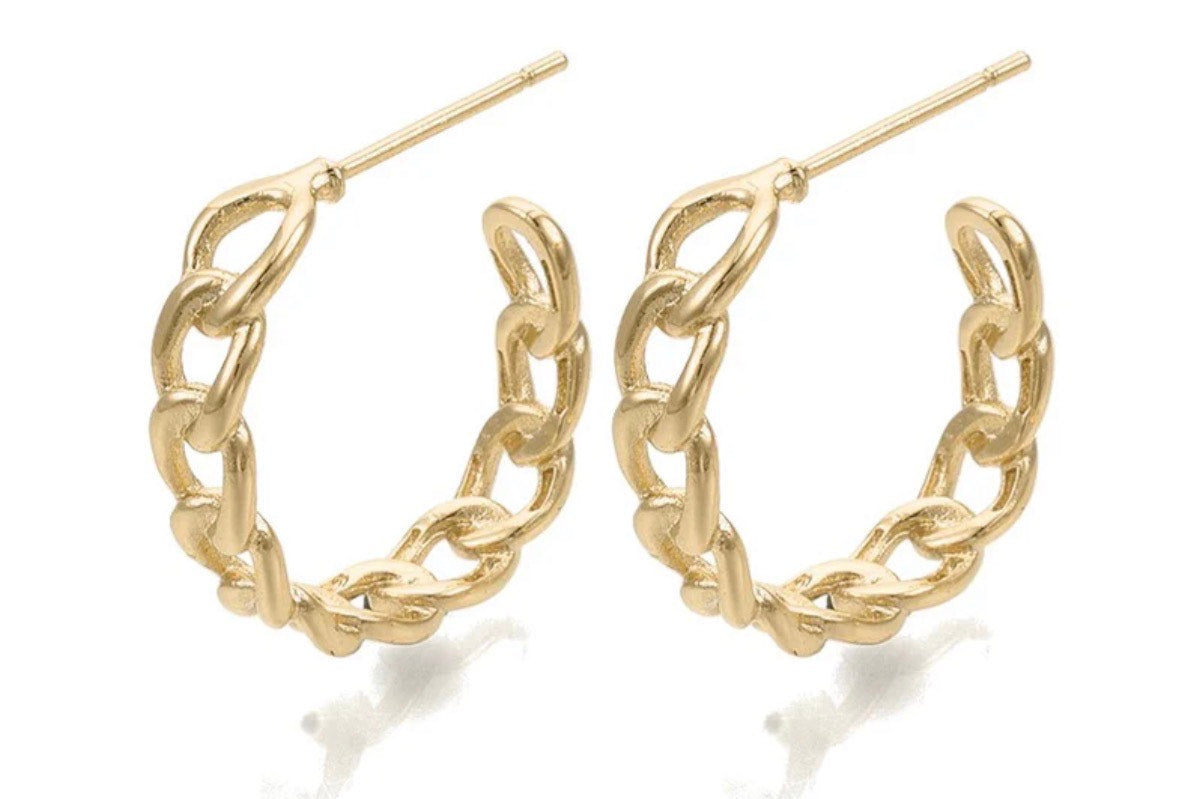 Boucle d'oreilles demi-Créoles chaine or 20 mm