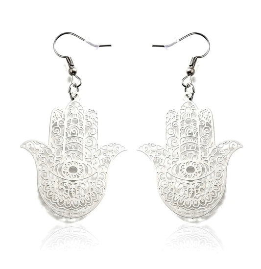 ✨ Boucles d’oreilles Mains de Fatma – Acier inoxydable