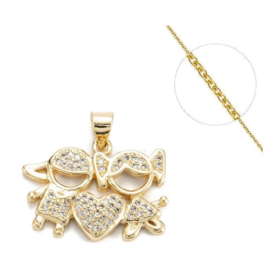 ✨ Collier Chaîne 🌟 Pendentif Garçon & Fille Zircon Cubique ✨