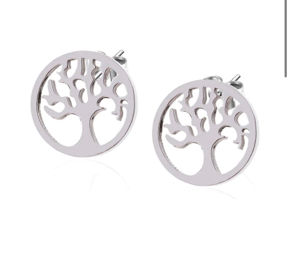 ✨ **Boucles d’oreilles Arbre de Vie – Acier inoxydable argenté