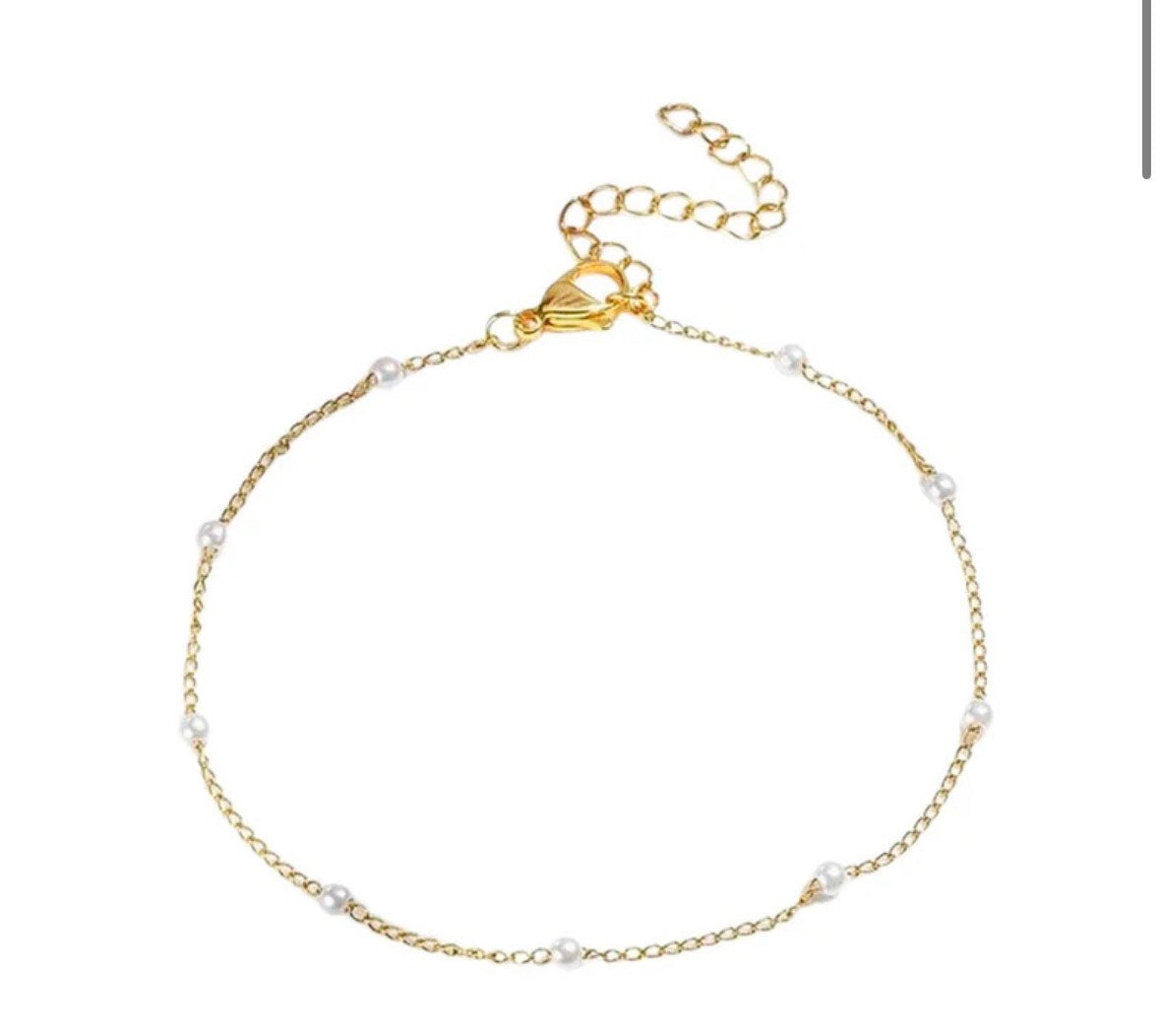 Chaine de cheville en acier inoxydable perle de verre
